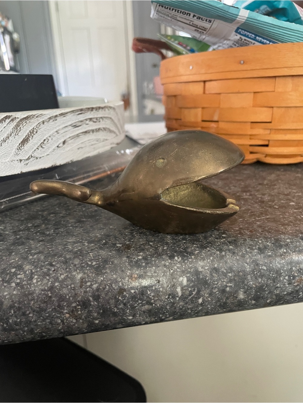 Brass Whale Decorative Trinket Dish - Olive Patina